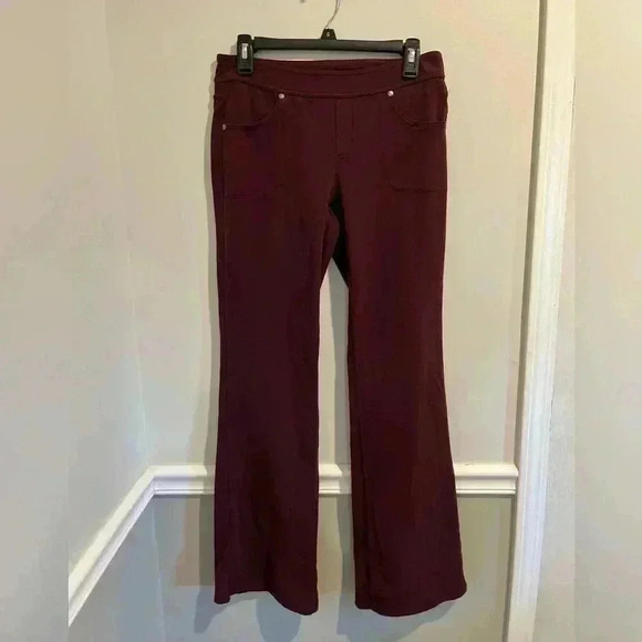 Athleta Stretch Plum Pull‎ On Wide Leg Pants Sz small Faux Zipper - Picture 3 of 6